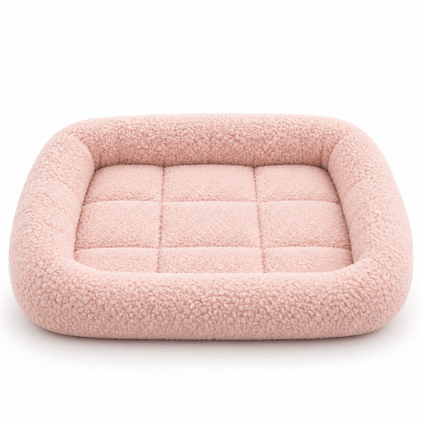 Coussin pour chats rose moelleux avec bords rembourrés et assise matelassée