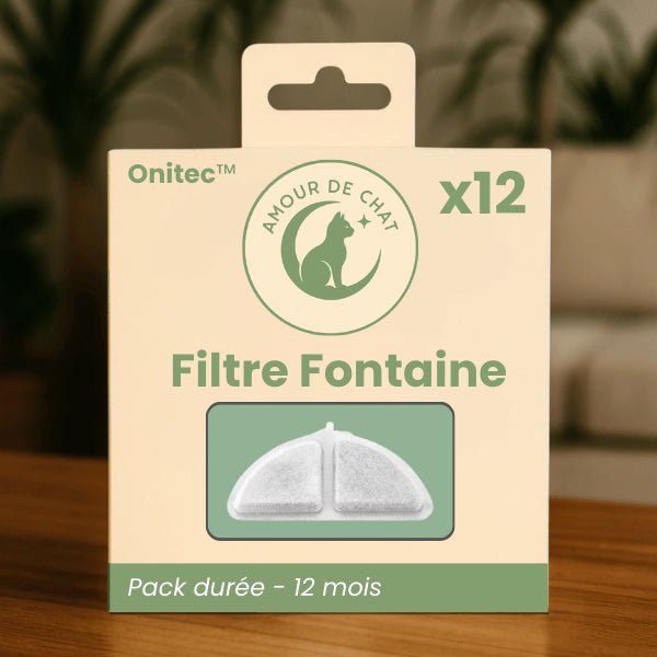 Filtre fontaine chat assurant eau propre durable pendant 12 mois pour fontaine sans fil Onitec™