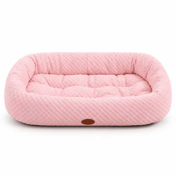 Lit rafraîchissant pour chat rose à tissu respirant et assise matelassée