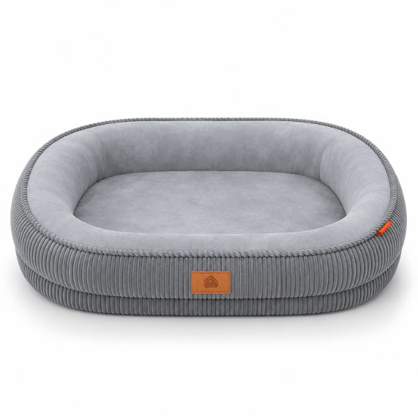 Panier pour chat gris lune avec rebords enveloppants pour siestes prolongées