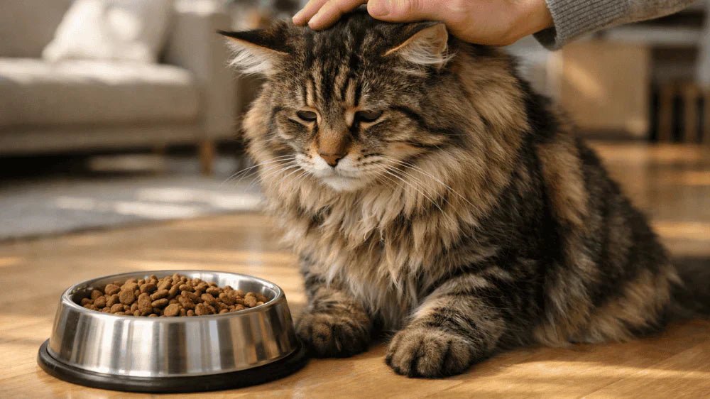 Chat qui ne mange plus devant sa gamelle : maine coon boude et maître inquiet