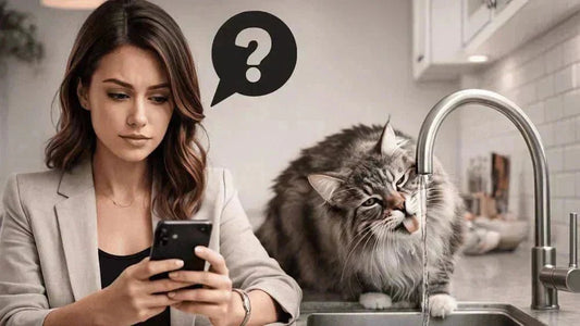 Femme perdue qui recherche quelle est la meilleure fontaine à eau pour chat qui boit au robinet