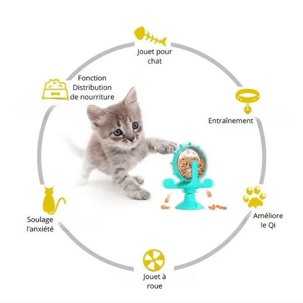 Avantage santé distributeur de croquettes jouet entrainement soulage anxiété distribution nourriture rotatif WhirlCatFeeder™