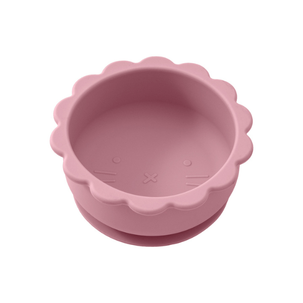 Bol chaton croquettes silicone pliable sécuritaire ventouse lion rose - SikBowl™