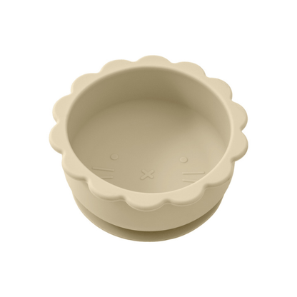 Bol chaton silicone ventouse lion beige pratique et sécuritaire - SikBowl™
