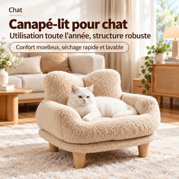 Canapé lit pour chat en peluche chaude robuste et confortable toute l’année
