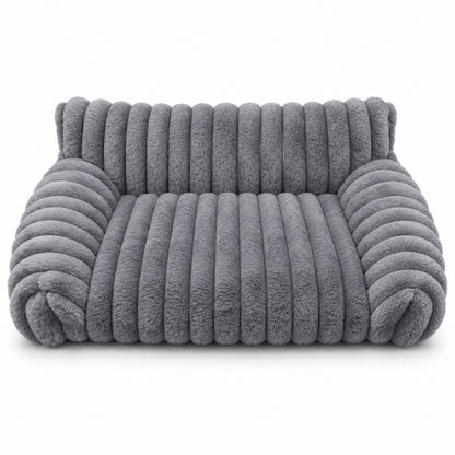 Couchage canapé pour chat gris avec structure côtelée moderne et enveloppante