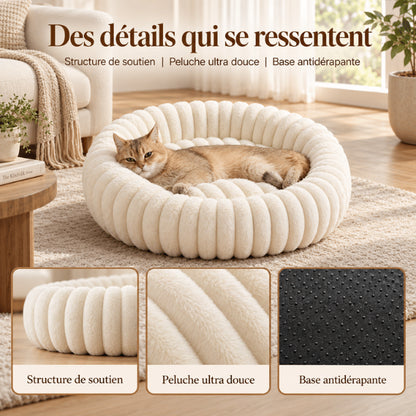 Couchage pour chat en peluche avec structure de soutien et base antidérapante