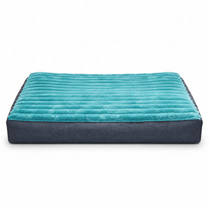 Couchage pour chat turquoise épais avec dessus pelucheux doux et rectangulaire
