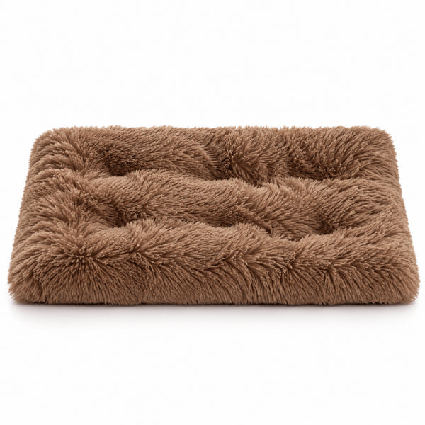 Coussin de couchages pour chats marron en peluche chaude avec coussin épais rectangulaire