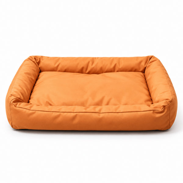Couffin pour chat orange imperméable rectangulaire avec fond antidérapant et rembourrage confortable