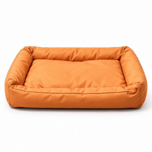 Couffin pour chat orange imperméable rectangulaire avec fond antidérapant et rembourrage confortable