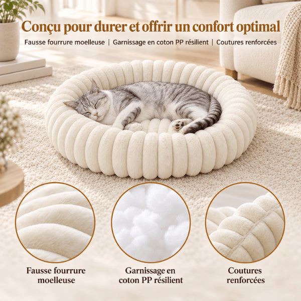 Coussin chat en fausse fourrure avec garnissage coton PP et coutures renforcées