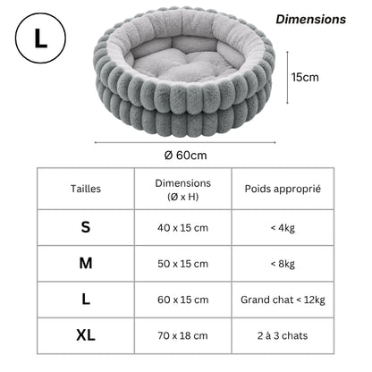 Coussin enveloppant chat tailles S M L XL jusqu’à plusieurs félins