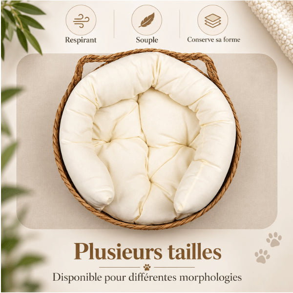 Coussin pour panier chat respirant et souple disponible pour différentes morphologies