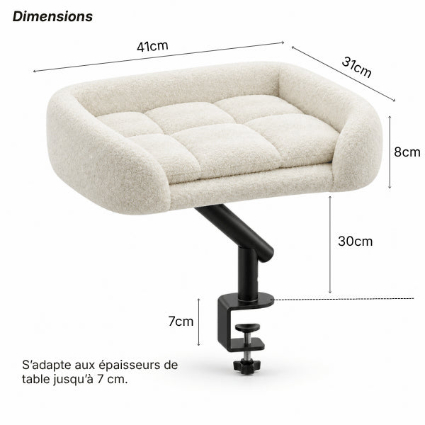Dimensions du panier de bureau pour chat 41 x 31 cm avec pince de support réglable