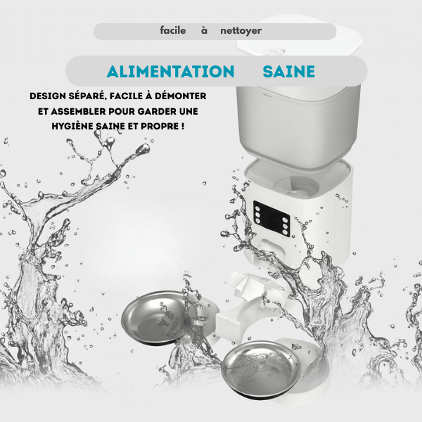 Distributeur automatique de croquettes chat démontable facile a nettoyer | TwinBowl Feeder™