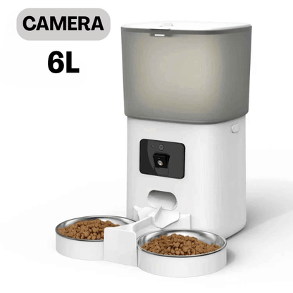 Distributeur automatique de croquettes chat wifi caméra 2 bols inox 6L | TwinBowl Feeder™