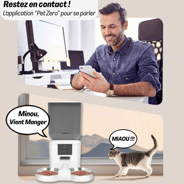 Distributeur croquette chat avec application mobile interactive | MegaFeeder Control™ - Amour de Chat