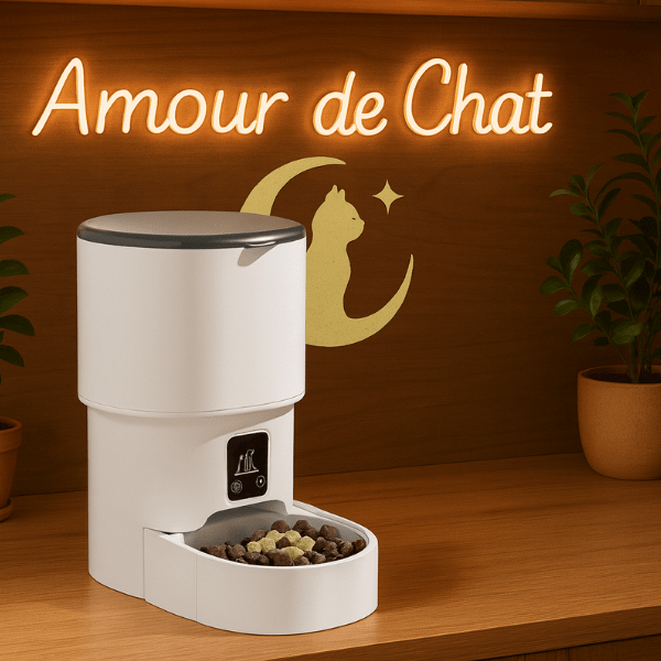 Distributeur croquette chat intelligent compact 4L optimal | Royal Feeder™ - Amour de Chat