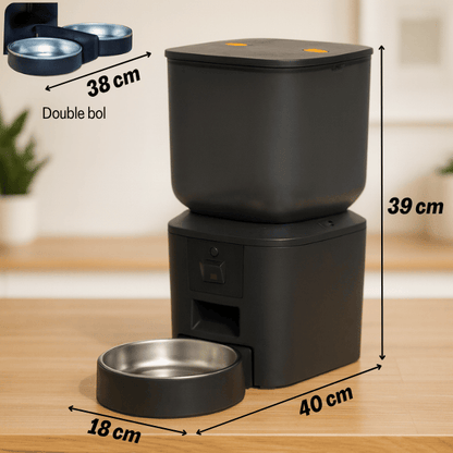 Distributeur croquette chat XXL grande capacité simple double bol inox dimensions MegaFeeder Control™