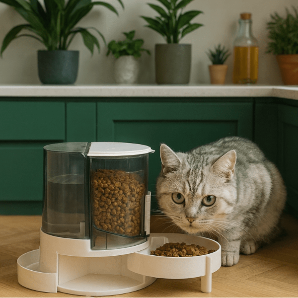 Distributeur croquette chat réserve eau automatique surélevé repas félin - Whisker Multifonction™