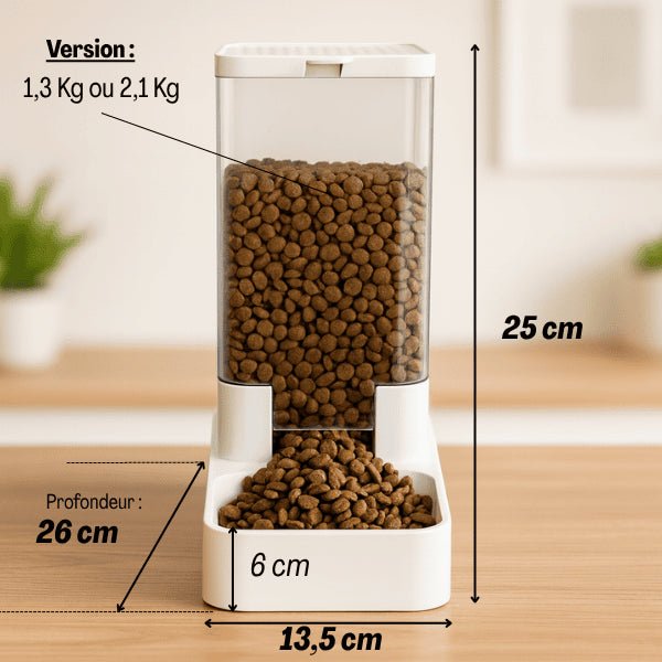 Distributeur croquettes chat gravitaire automatique grande capacité dimensions Essentiel Félin™