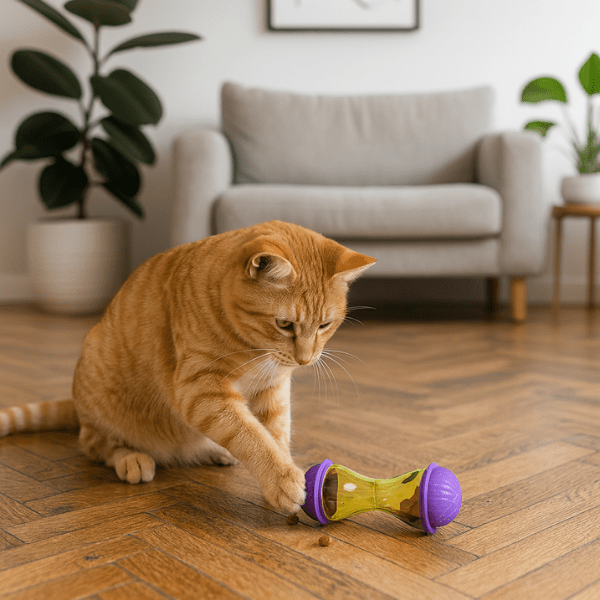 Distributeur croquettes chat interactif anti stress jouet chat salon joue | RollerFeeder™