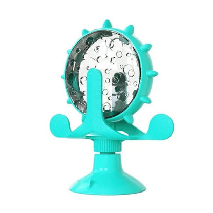 Distributeur de croquettes anti glouton anti anxiété jouet bleu turquoise WhirlCatFeeder™