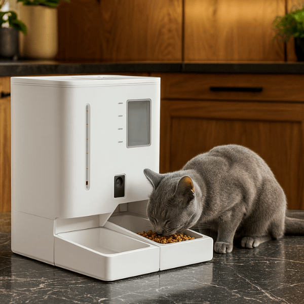 Distributeur de croquettes chat et fontaine eau wifi 2en1 caméra blanc repas félin russe FullFeeder™