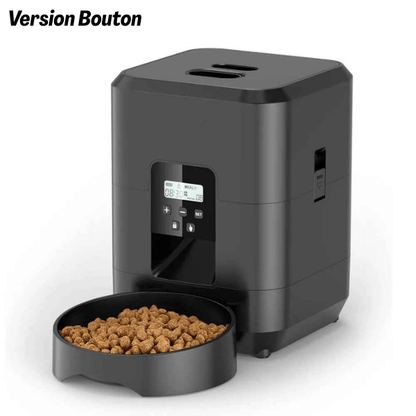 Distributeur de croquettes pour chat bouton automatique noir | CroqTech™