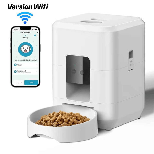 Distributeur de croquettes pour chat wifi automatique application blanc | CroqTech™