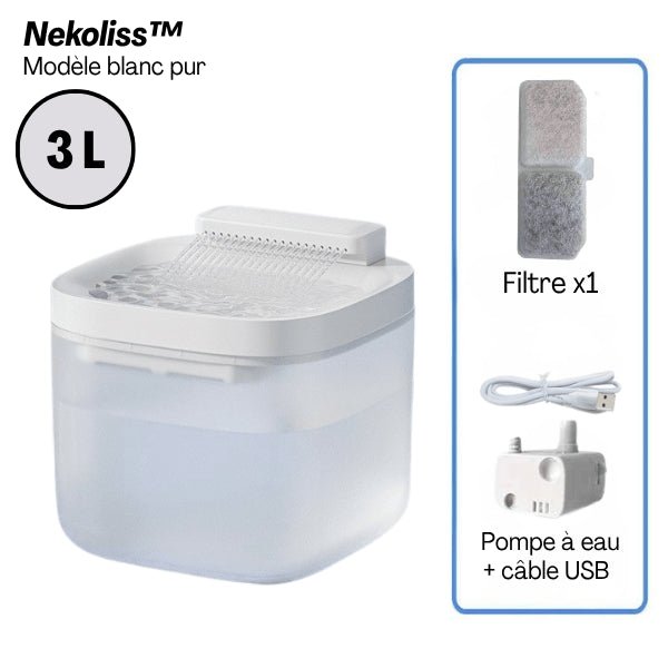 Fontaine à eau pour chat multi-jets stimulants blanche 3 L filtre et pompe USB inclus