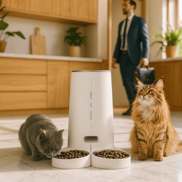 Distributeurs croquettes 2 chats wifi automatique 4 L doubles bols inox repas CroqLink™