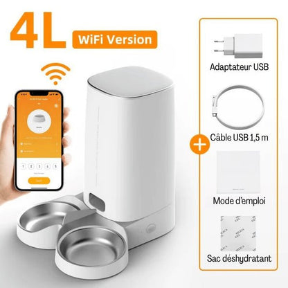 Distributeurs croquettes wifi automatique double bols 2 chats 4 L CroqLink™