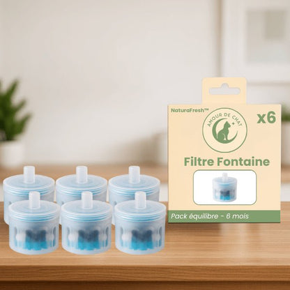 Filtre fontaine à eau pour chat 6 mois pack équilibre par 6 pour fontaine ceramique NaturaFresh™