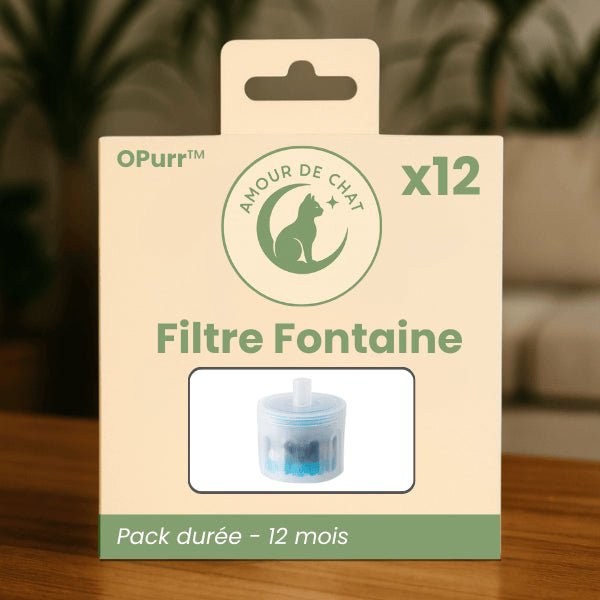 Pack de 12 filtres fontaine 5 couches compatibles avec la fontaine à eau chat céramique OPurr™