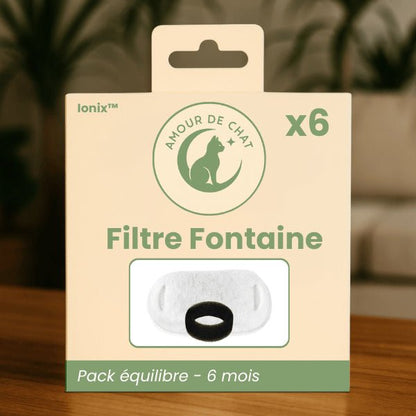 Pack filtres équilibre par 6 pour fontaine à eau chat en inox à robinet continu - Ionix™