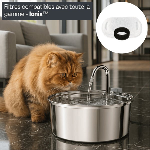 Filtre fontaine chat double compatible toute la gamme fontaine inox Ionix™