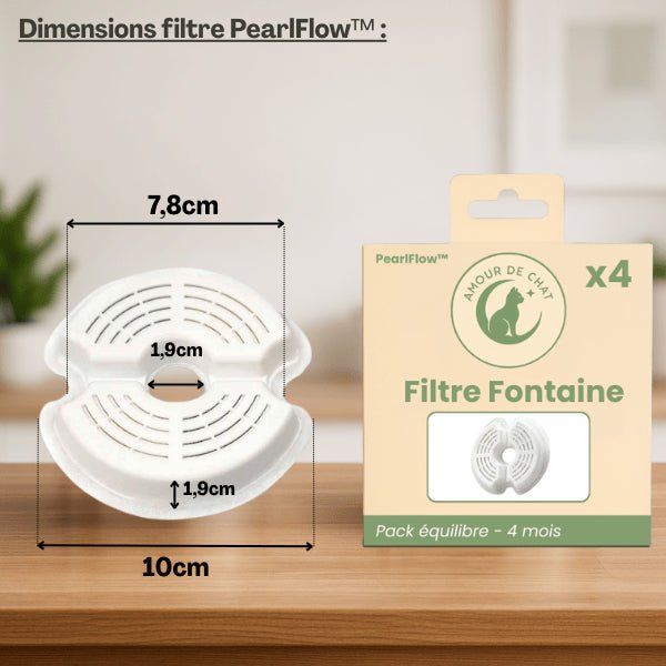 Filtre fontaine eau chat dimensions et pack équilibre pour fontaine PearlFlow™
