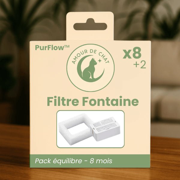 Filtres pour fontaine eau chat assurant eau fraîche et filtrée pendant 8 mois
