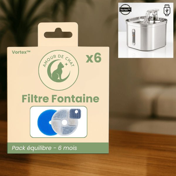 Filtre fontaine eau pour chat hydratation optimale pack complet compatible fontaine inox Vortex™