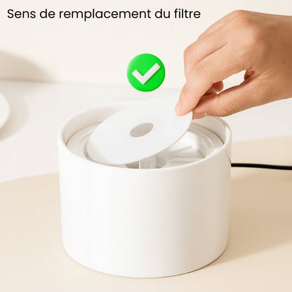 Filtre pour fontaine à eau chat facile à remplacer sens remplacement fontaine ceramique CrystalPaws™