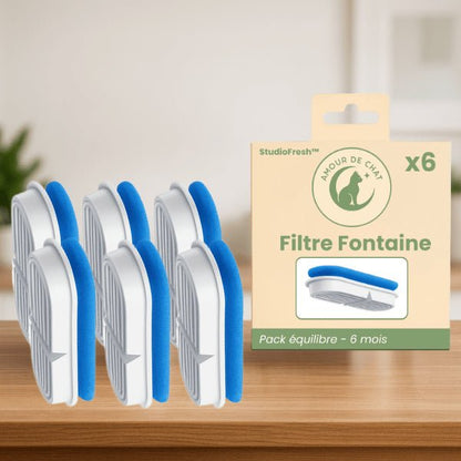 Filtres fontaine chat par 6 durée 6 mois pack équilibre pour fontaine a eau chat design Studiofresh™