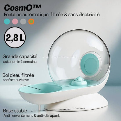 Fontaine à eau chat sans électricité filtrée bol d'eau antidérapante stable CosmO™