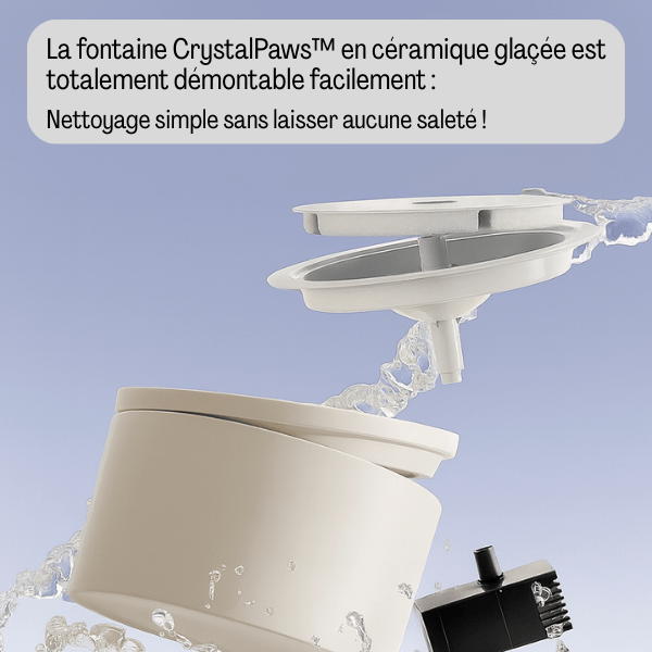 Fontaine a eau pour chat ceramique glacée facile à démonter entretenir nettoyer CrystalPaws™