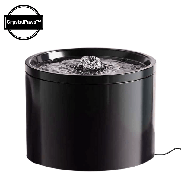 Fontaine a eau pour chat ceramique ronde noir avec macaron CrystalPaws™
