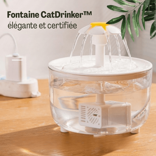 Fontaine à eau pour chat élégante design certifiée plateau blanc transparente CatDrinker™