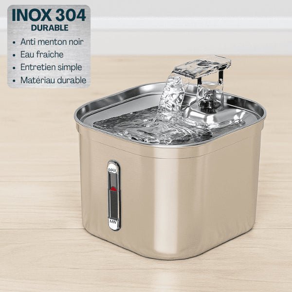 Fontaine chat inox qualité durable anti menton noir meilleure hydratation et hygiène entretien simple Vortex™