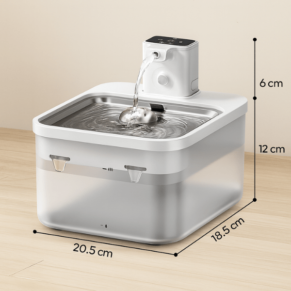 Fontaine chat sans fil batterie avec dimensions Olyss™
